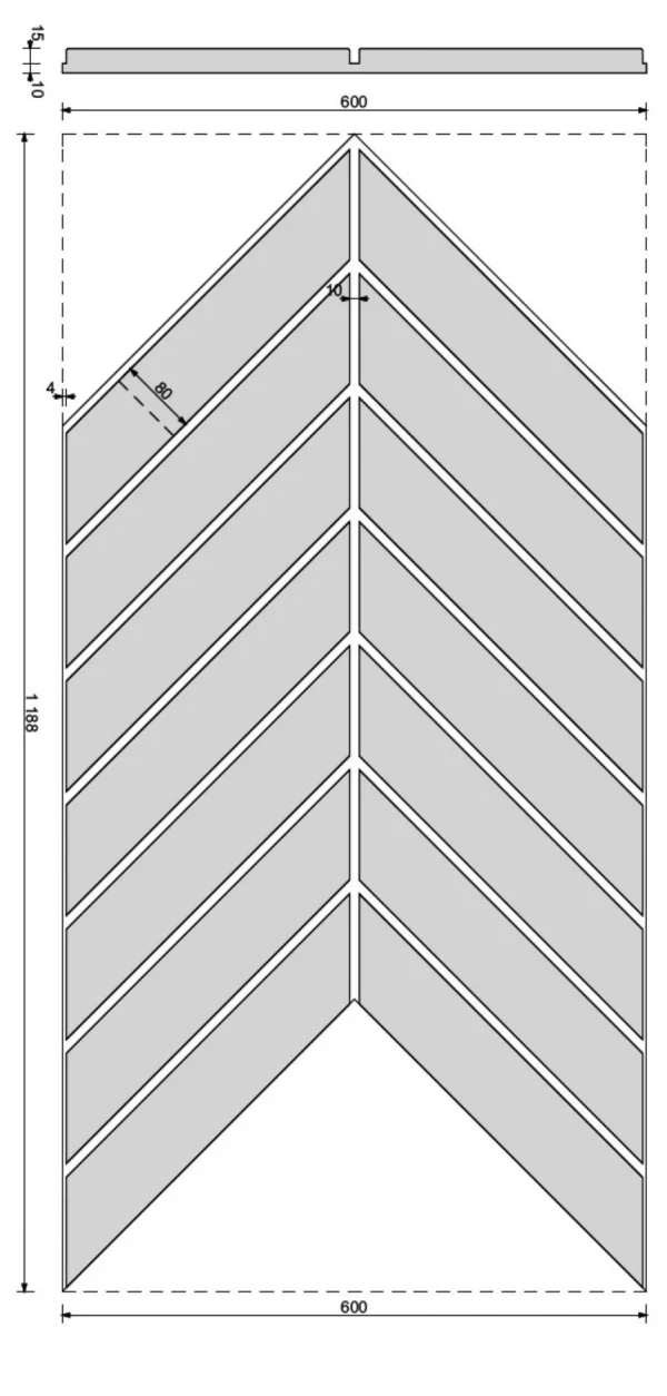3D Wandpaneel aus Sichtbeton PB44 1188 x 600 x 25 mm – Bild 3