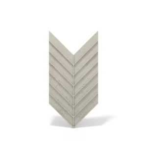 Chevron PB45 Wandpaneel in Cashmere Farbe mit Betonoptik. Das V-förmige Design sorgt für eine moderne Wandgestaltung. Detailaufnahme der Textur und Farbnuancen.