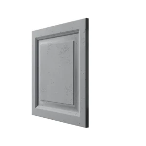 Detailaufnahme eines grauen Studio Panels 35b mit strukturierter Oberfläche. Das Paneel zeigt eine klassische Rahmenoptik und ist ideal für moderne Raumgestaltung.
