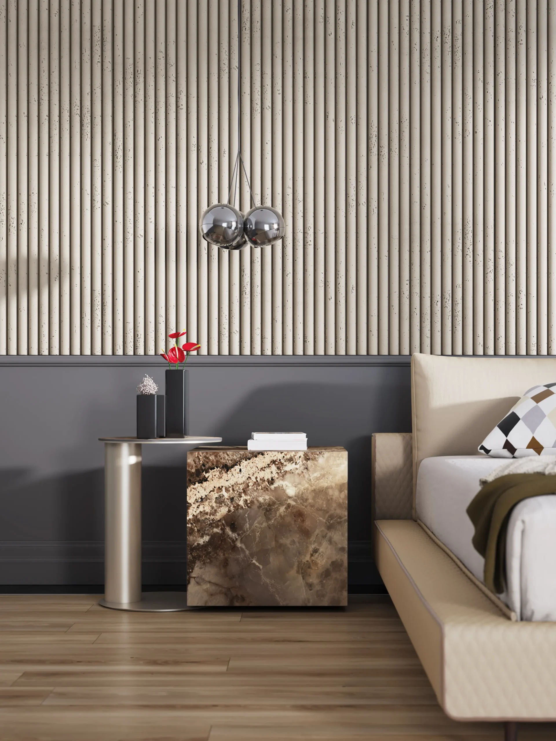 wandpaneele auf dem wand aus Sichtbeton